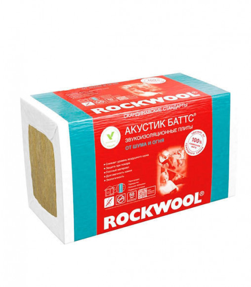 Шумоизоляция Rockwool Акустик Баттс 75х600х1000  4,8 кв.м